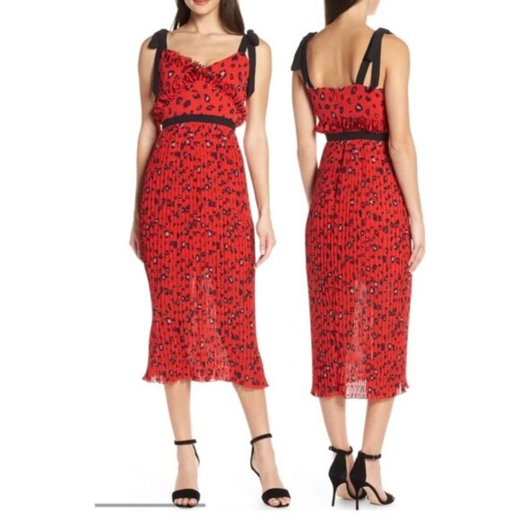 NWT Foxiedox Sassa Leopard Pleat Midi Dress - Picture 1 of 7